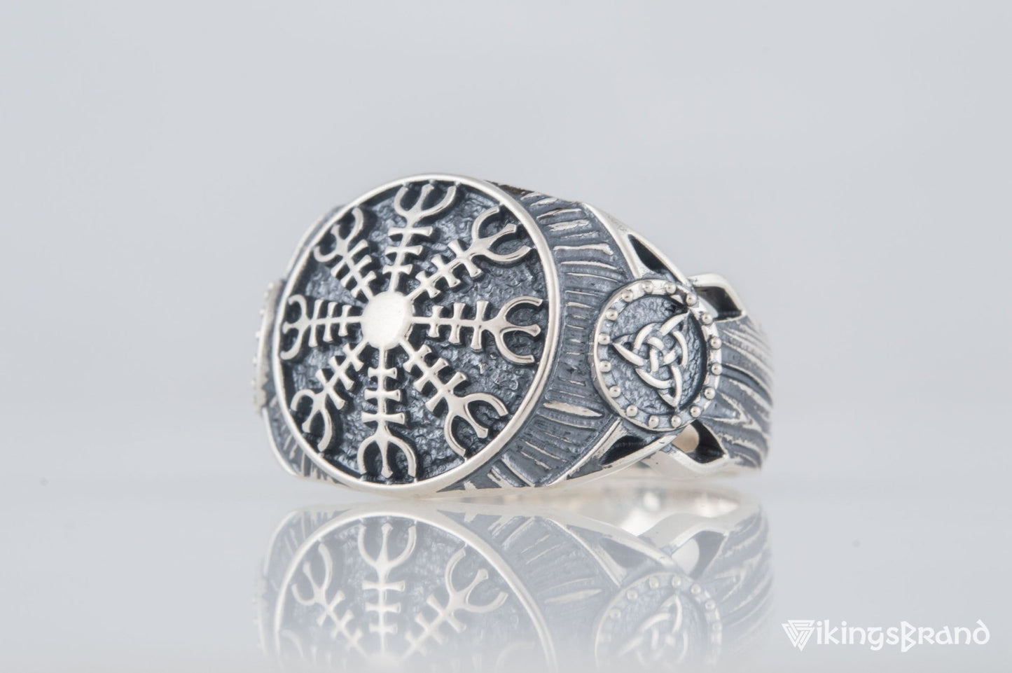 Vikings Helm of Awe Symbol Ring Sterling Silver Handmade Viking Jewelry