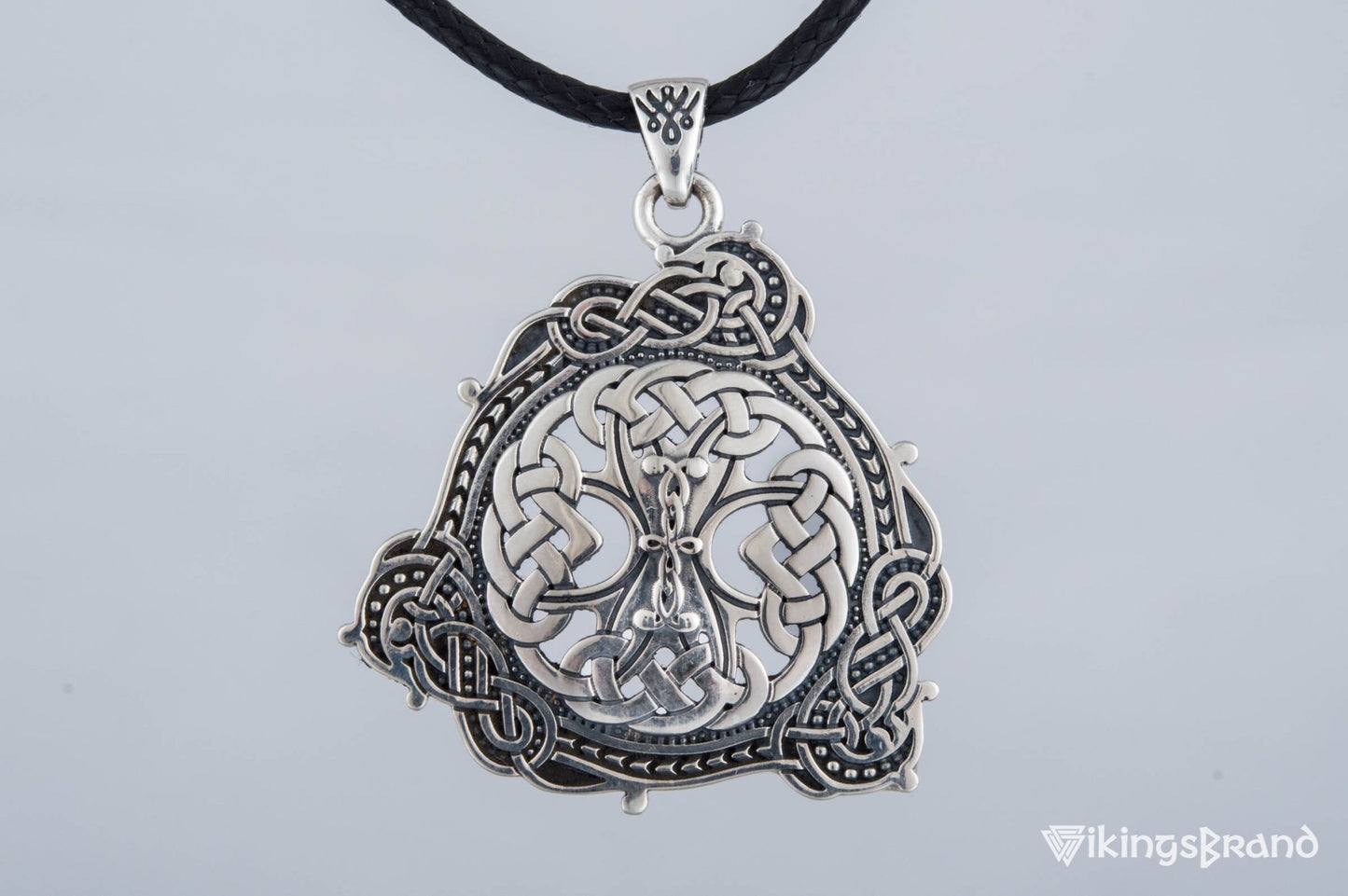 Vikings Pendant with Scandinavian Ornament Sterling Silver Norse Jewelry