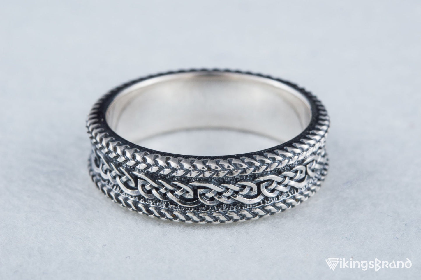 Vikings Ring with Ornament Sterling Silver Handcrafted Viking Jewelry