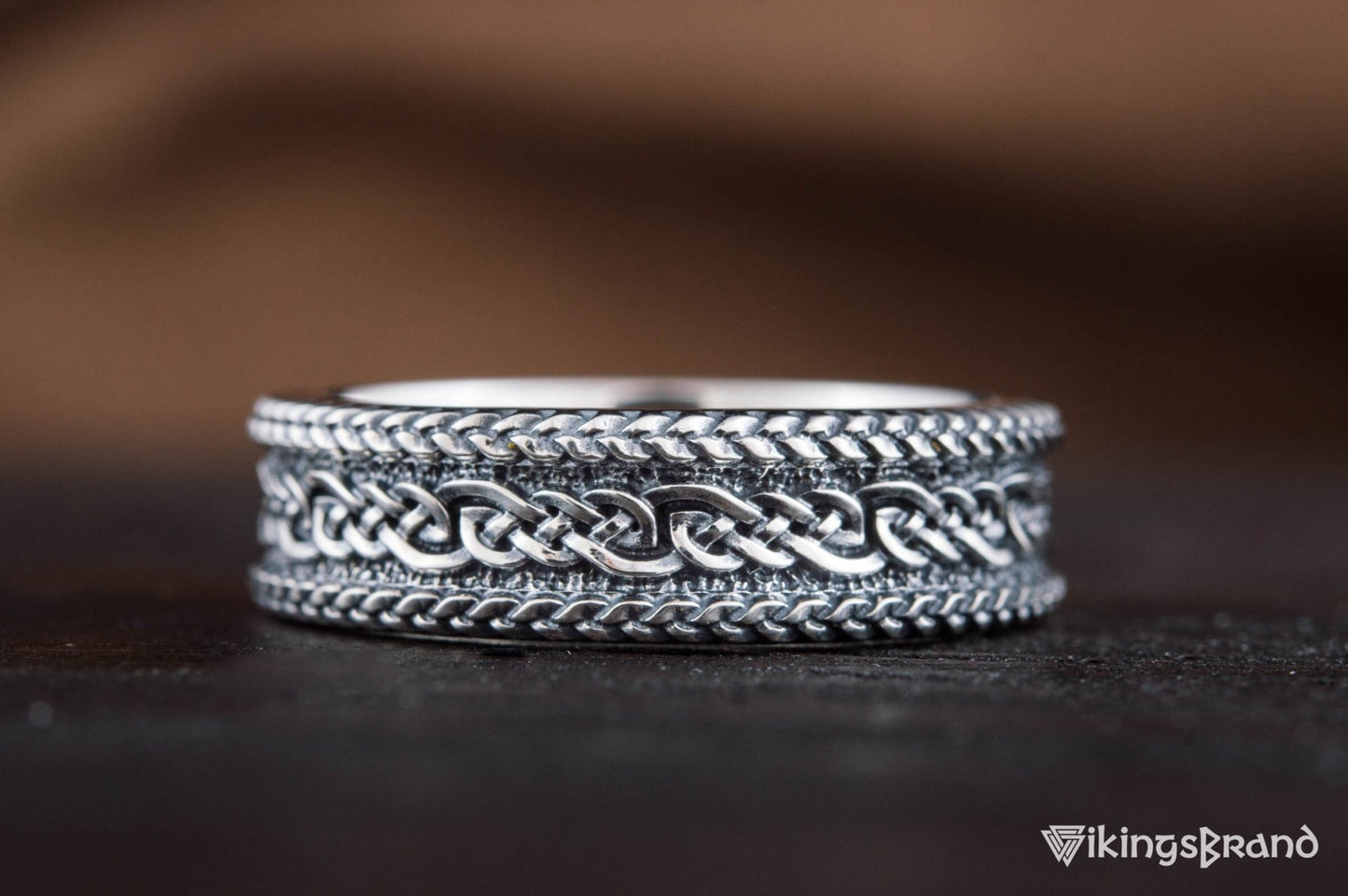 Vikings Ring with Ornament Sterling Silver Handcrafted Viking Jewelry