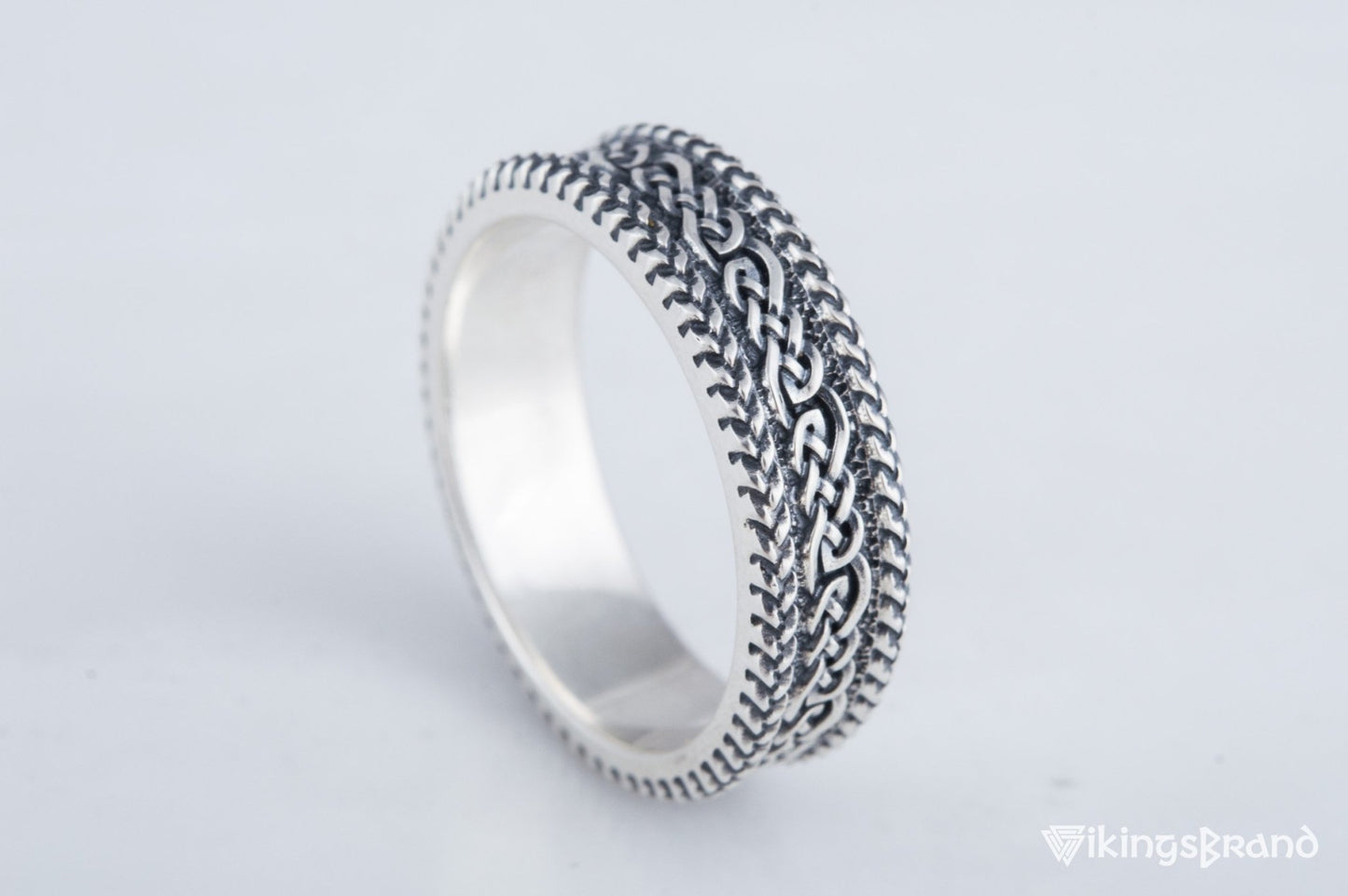 Vikings Ring with Ornament Sterling Silver Handcrafted Viking Jewelry