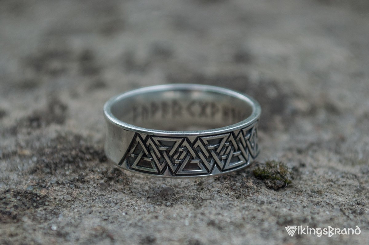 Vikings Ring with Valknut Symbol Sterling Silver Viking Jewelry