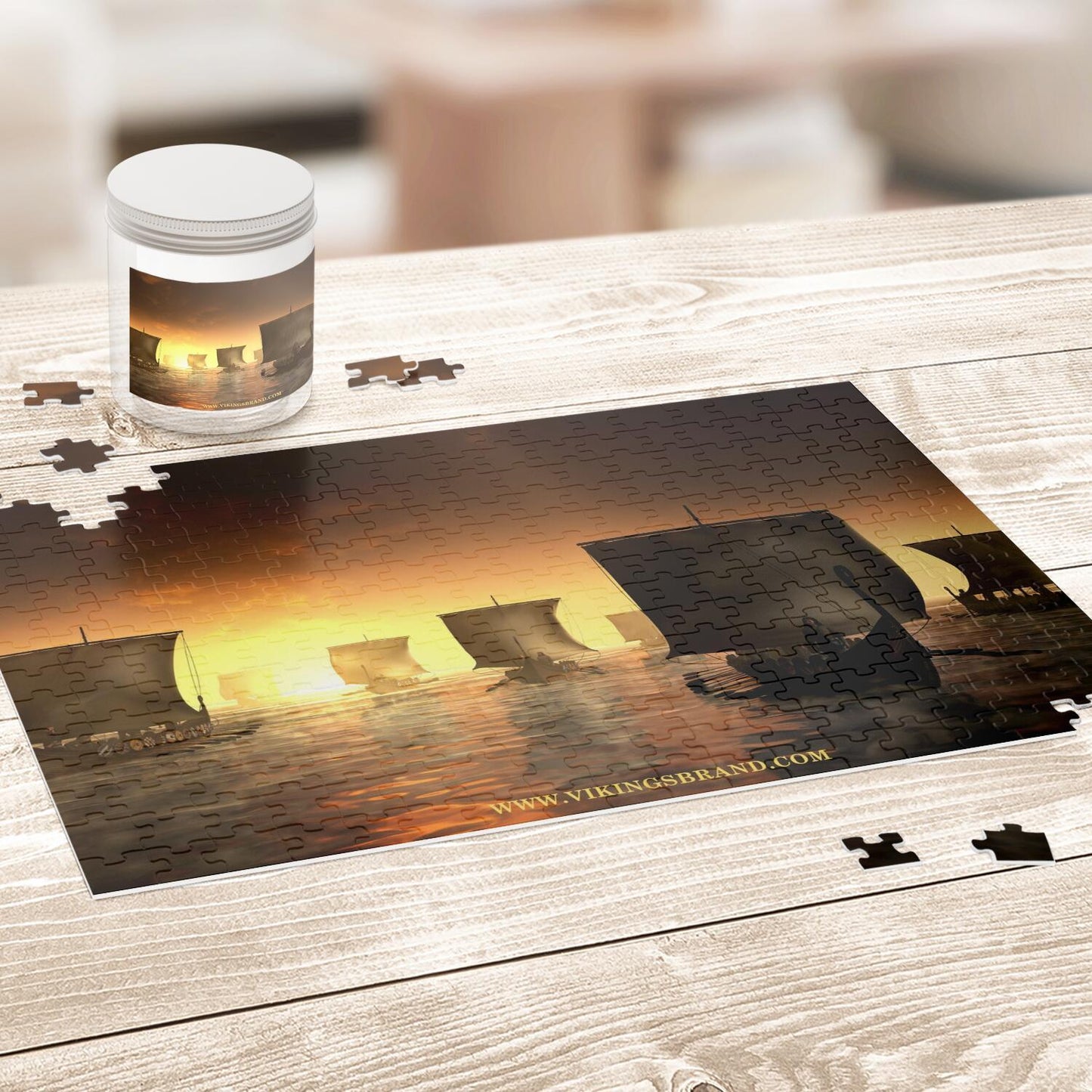 Vikings Ships on the Foggy Water Jigsaw Puzzle