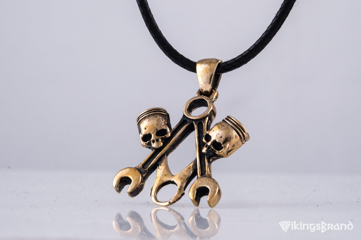 Vikings Skull with Forcers Pendant Bronze Biker Jewelry