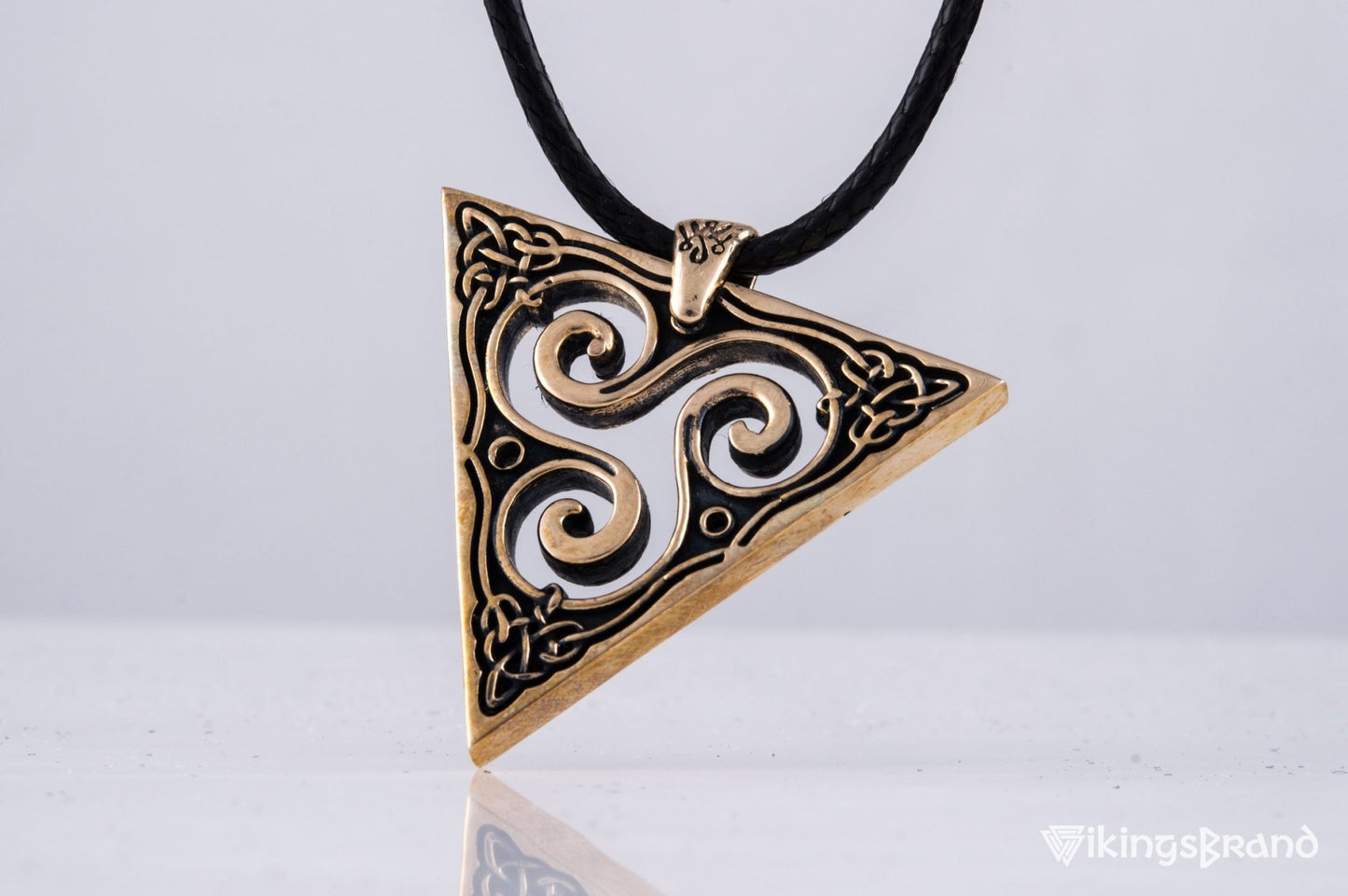 Vikings Unique Pendant with Triskel Spiral Bronze Celtic Jewelry