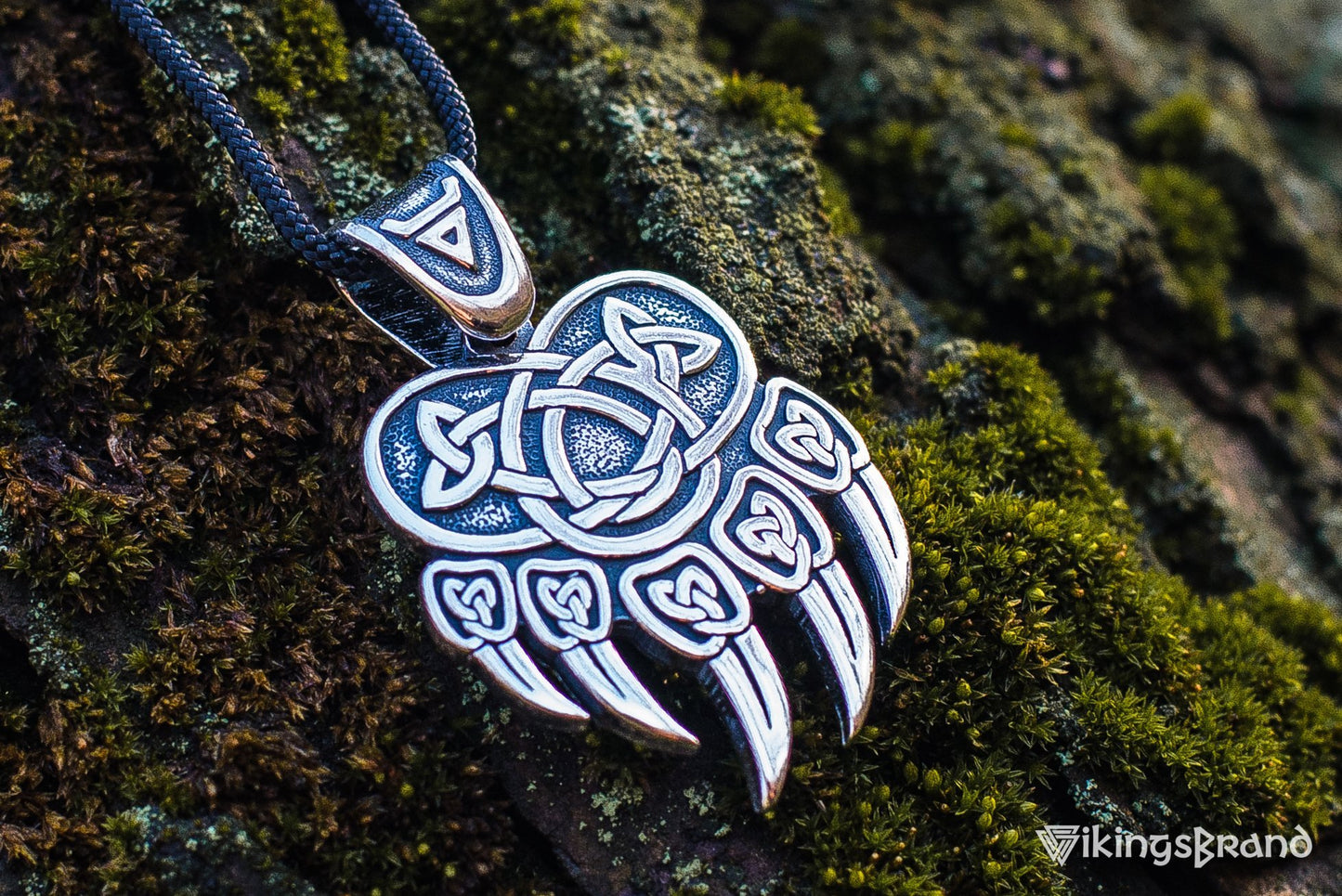 Vikings Veles Print Sterling Silver Pendant Pagan Amulet