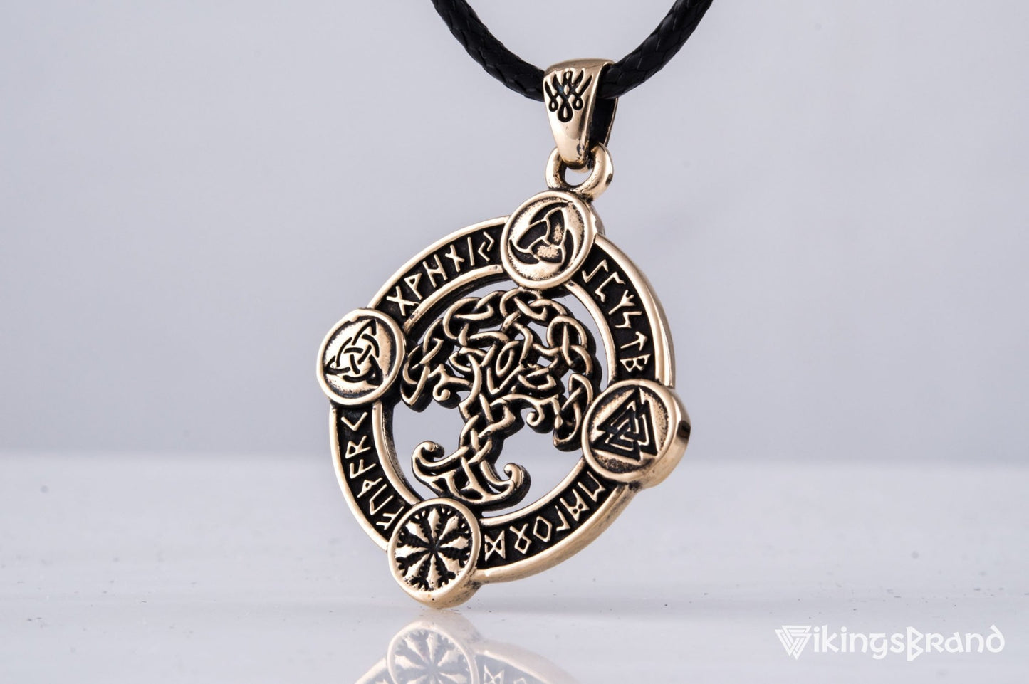 Vikings Yggdrasil Pendant with Norse Symbols Bronze Viking Jewelry
