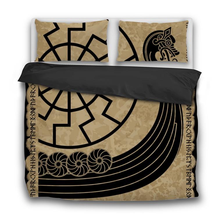 Warship of the Vikings - Drakkar - 3 Pcs Viking Bedding Sets - VikingsBrand