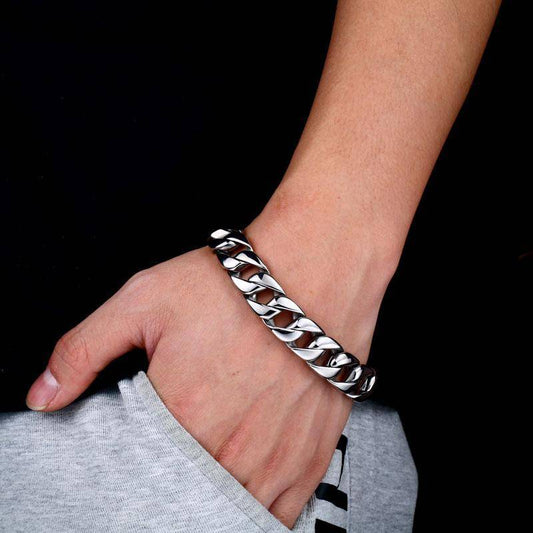 wide braided stainless steel men's bracelet – view 2