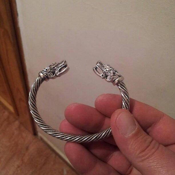 Wolf Head Male Bracelet - Arm Ring - VikingsBrand