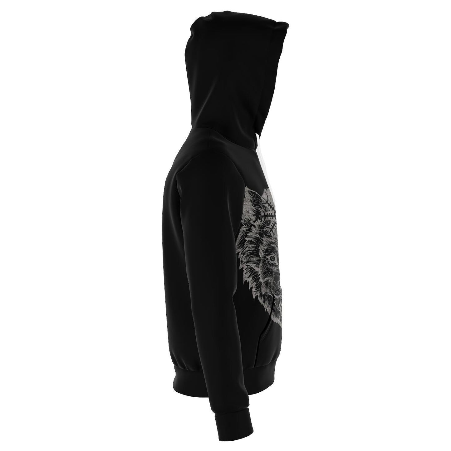 Wolf Head with Helm of Awe Hoodie Front - VikingsBrand