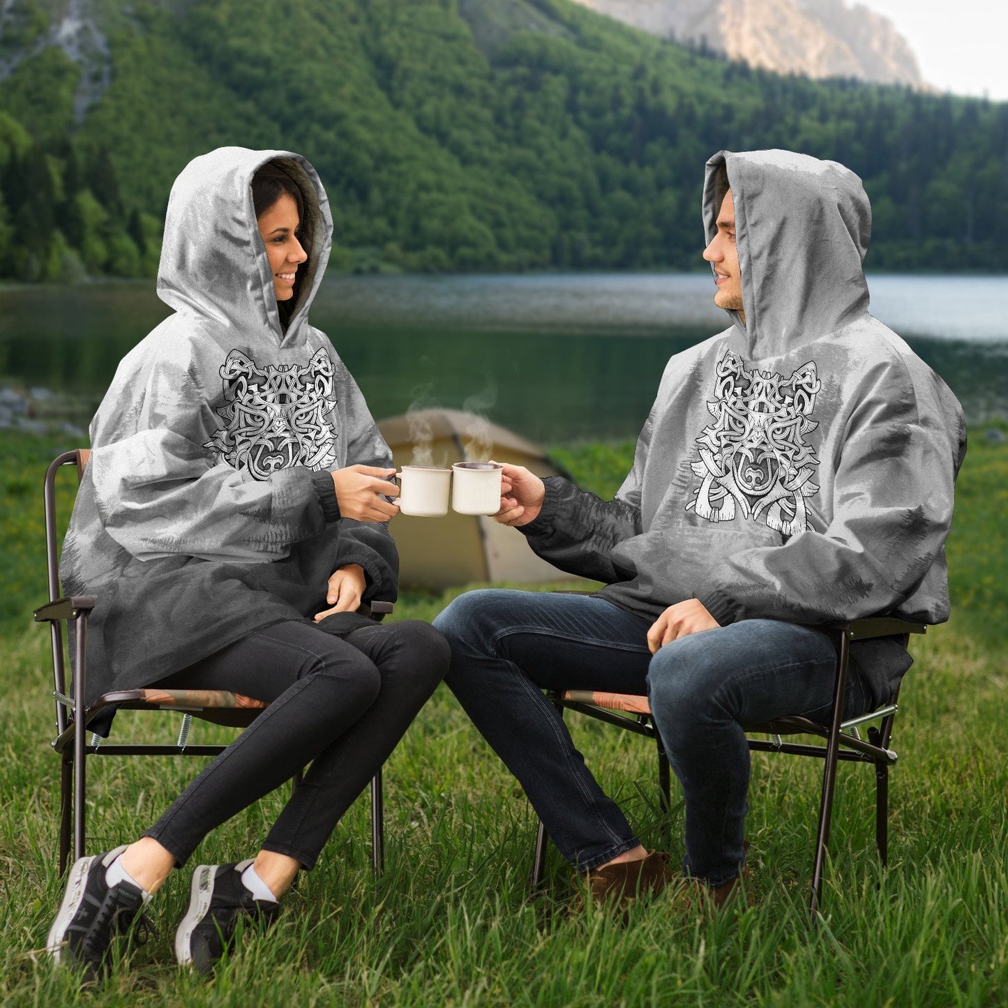 Wolf in Spruce Forest Hygge Snug Viking Hoodie