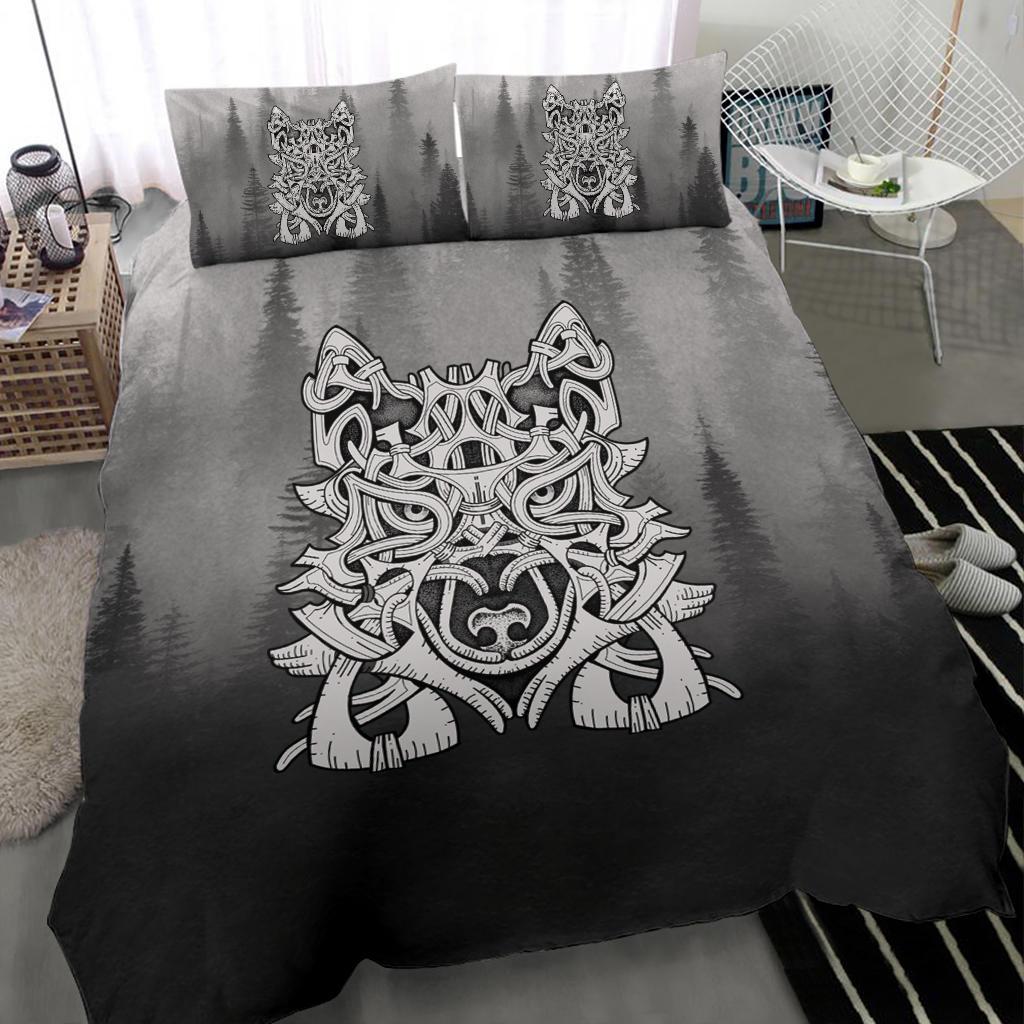 Wolf in Spruce Forest Viking Bedding Set - Viking Home Decor