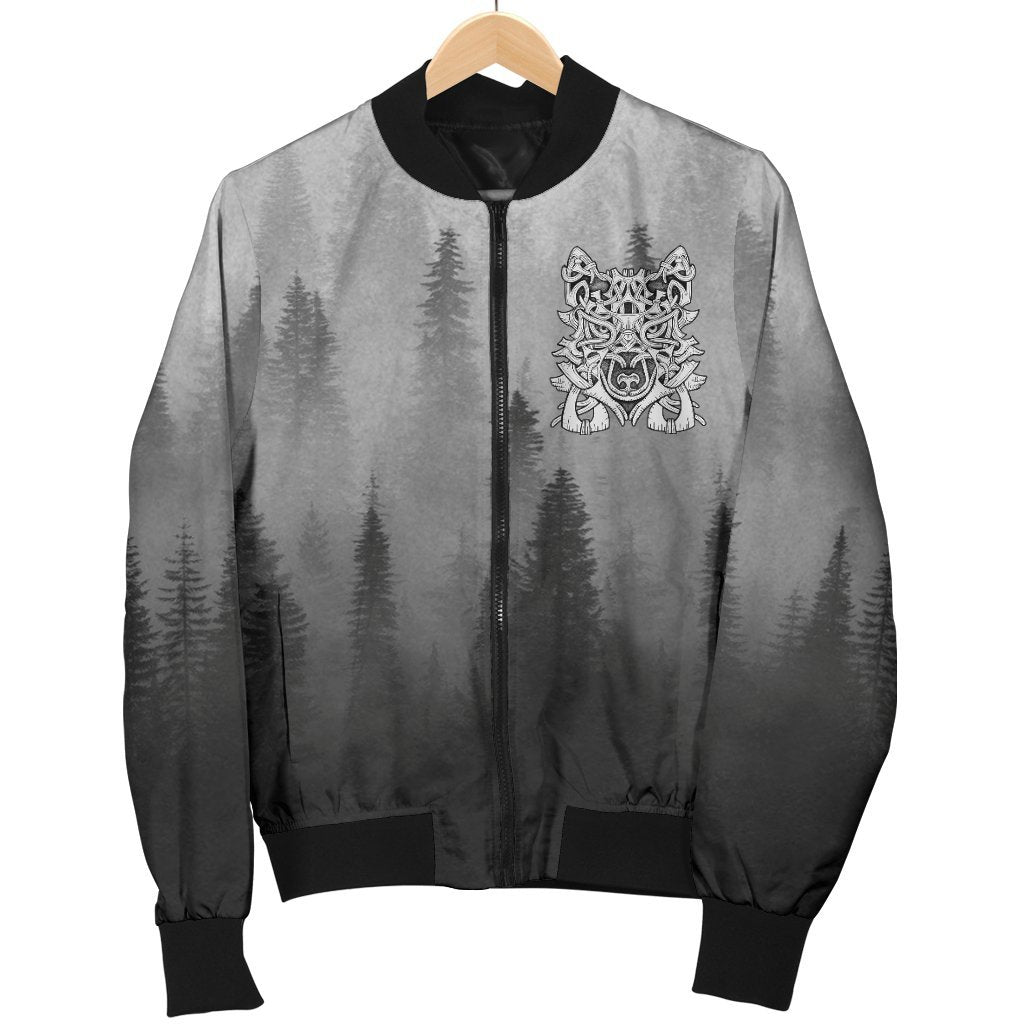 Wolf in Spruce Forest Viking Mens Bomber Jacket