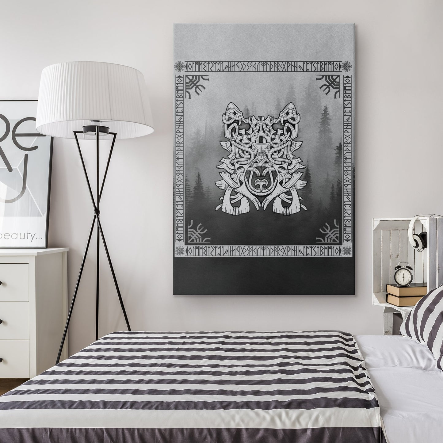 Wolf in Spruce Forest Viking Wall Art - Nordic Home Decor