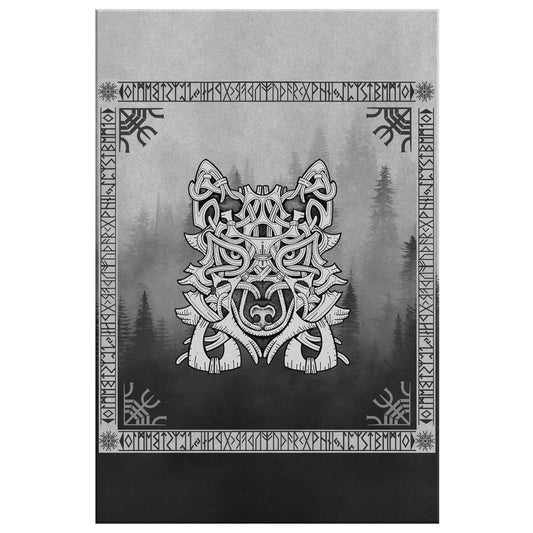 Wolf in Spruce Forest Viking Wall Art - Nordic Home Decor