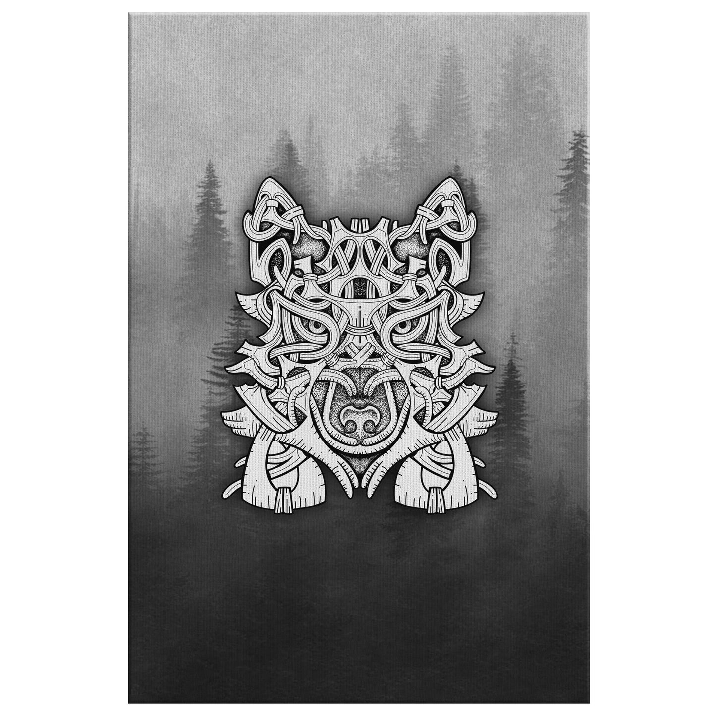 Wolf in Spruce Forest Viking Wall Art - Norse Home Decor