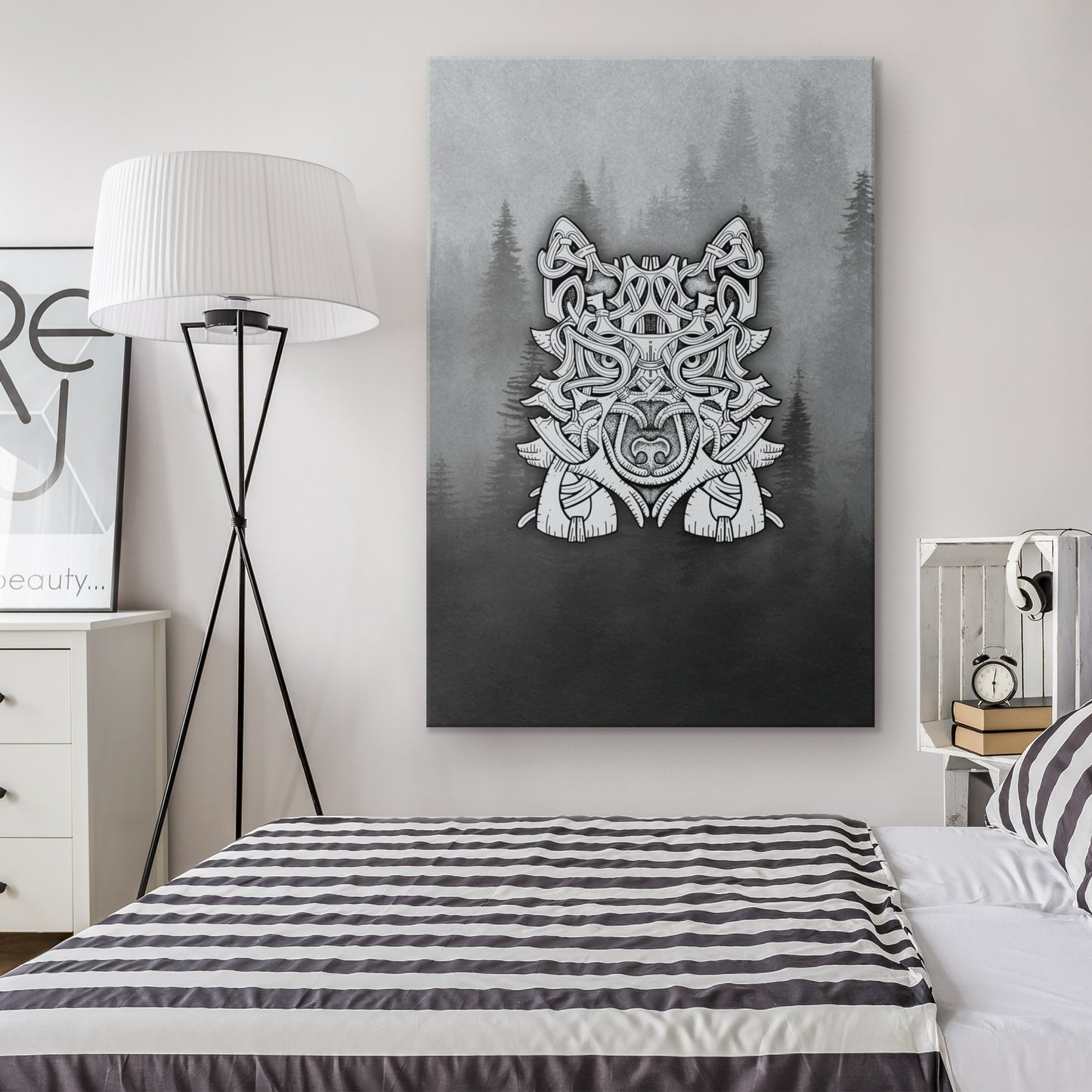 Wolf in Spruce Forest Viking Wall Art - Norse Home Decor