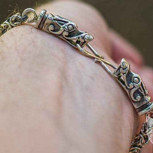 viking wolf head 925 sterling silver bracelet – view 2