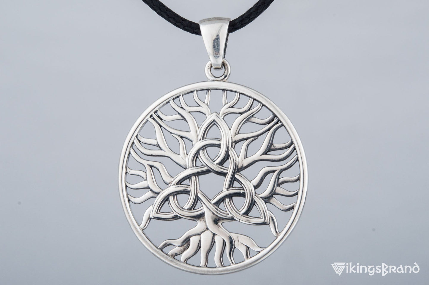 Yggdrasil with Triquetra Vikings Symbol Pendant Sterling Silver Viking Jewelry