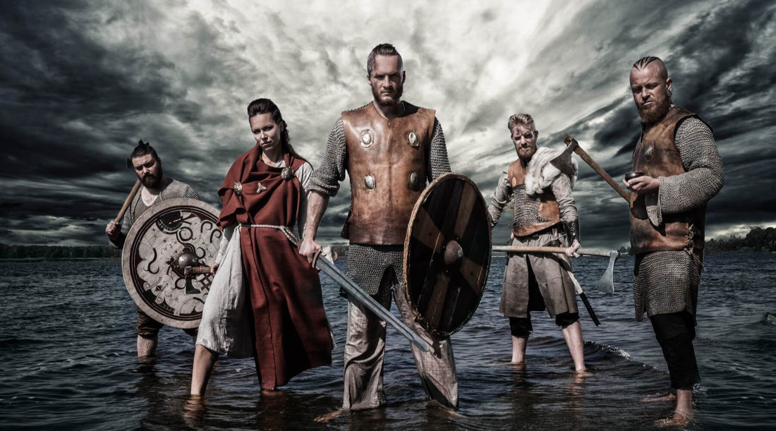 Viking Shield Maiden in a warrior party