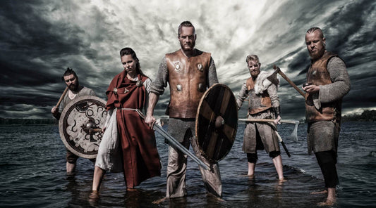 Viking Shield Maiden in a warrior party