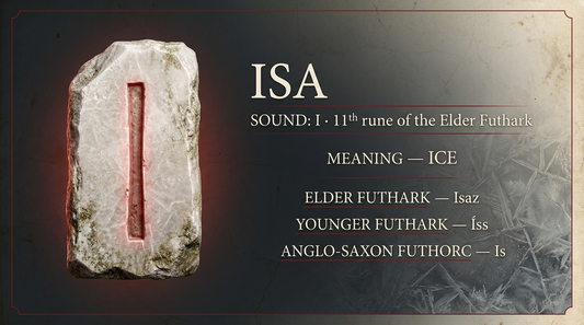 Isa rune fact card — ice, in the Elder Futhark