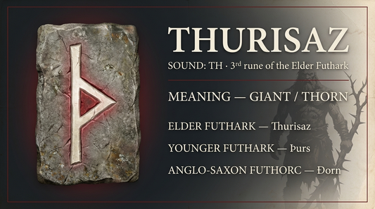 Thurisaz rune fact card — giant / thorn, in the Elder Futhark