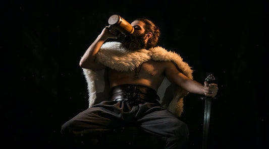 A Viking drinking beer