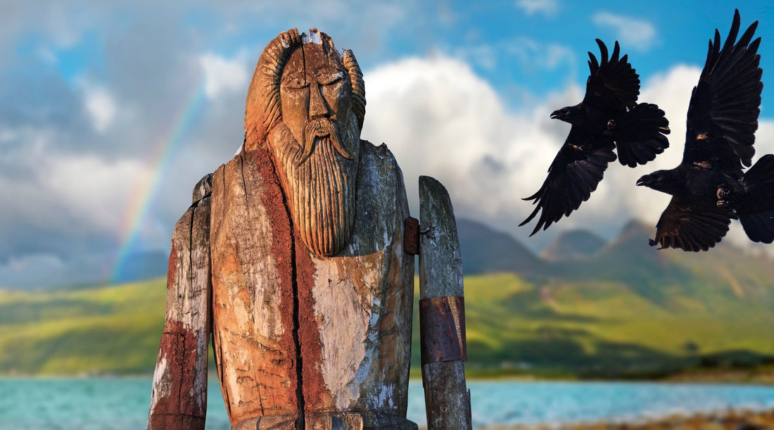 Wooden statue of Norse God