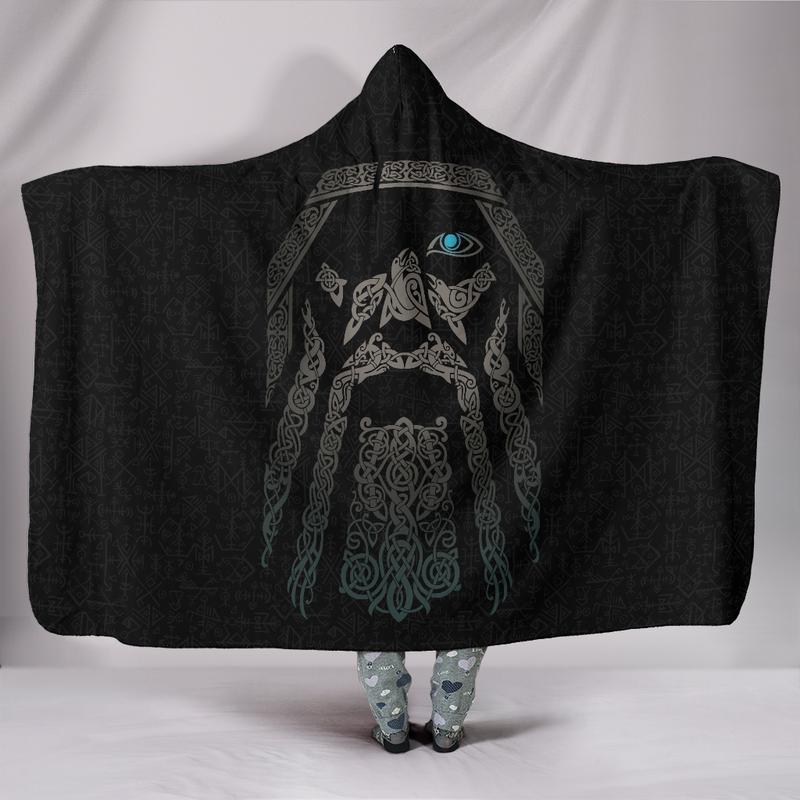 Viking Hooded Blanket Featuring Norse God Odin