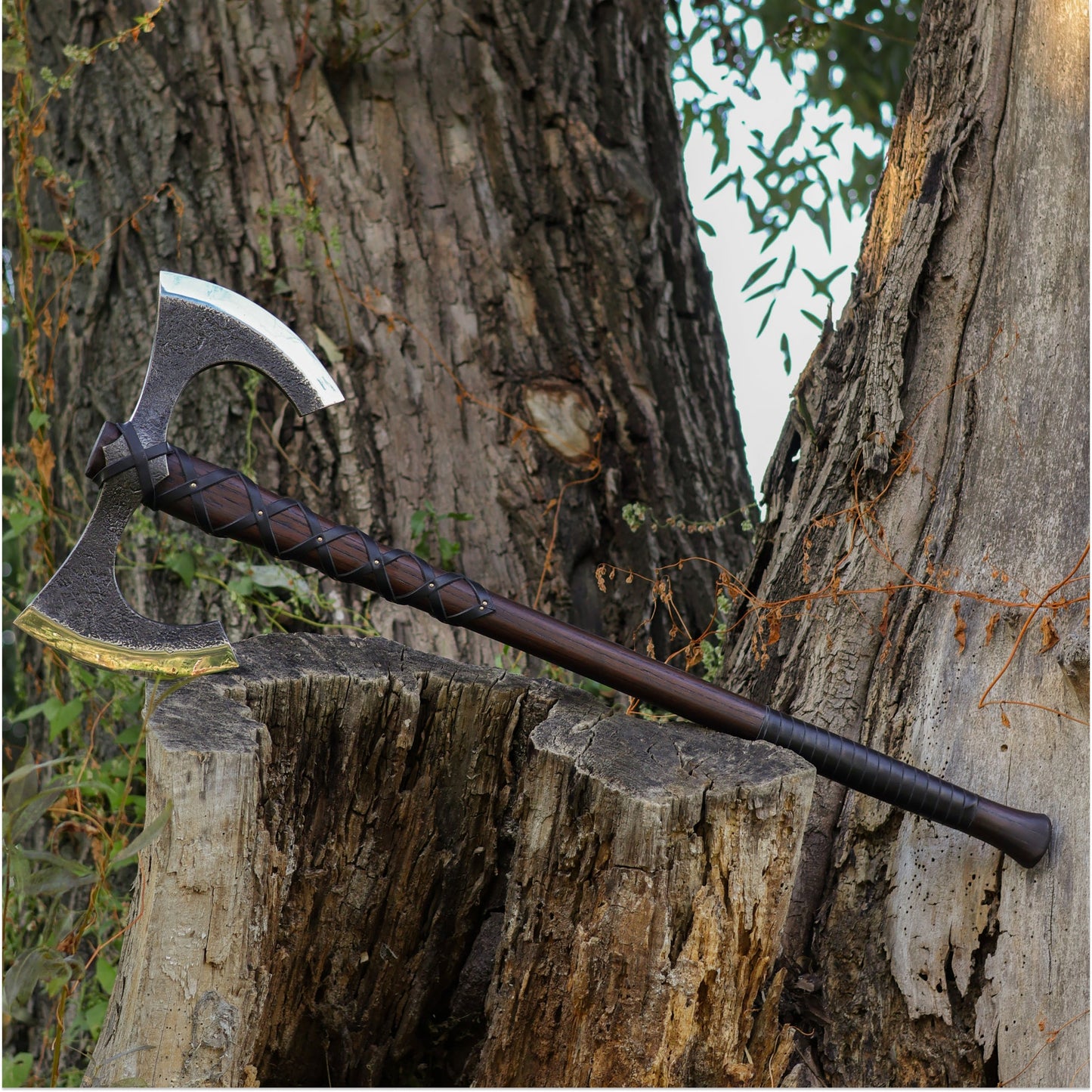 Viking Double-Edged Axe “Havamal” – Hand-Forged Nordic Battle Axe