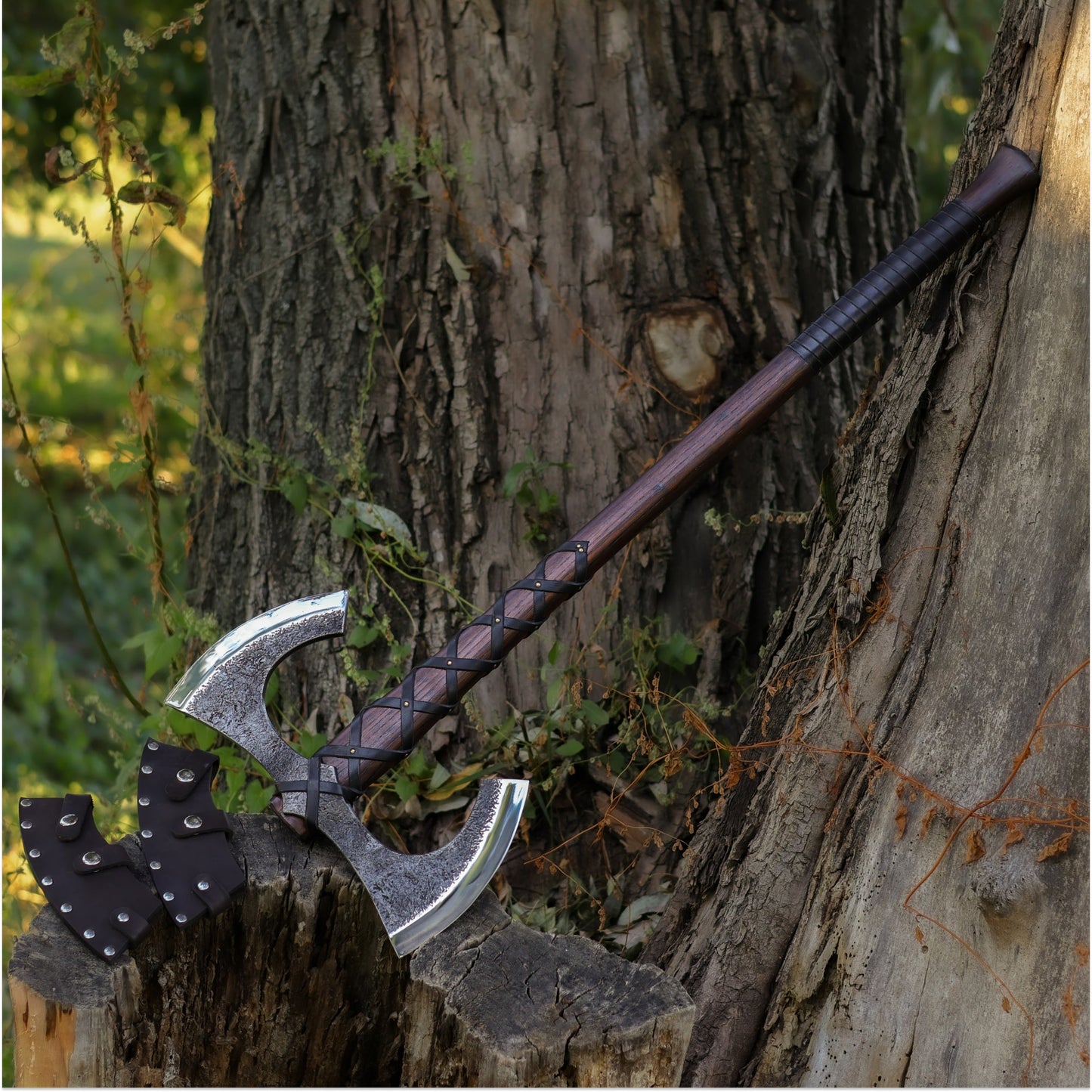 Viking Double-Edged Axe “Havamal” – Hand-Forged Nordic Battle Axe