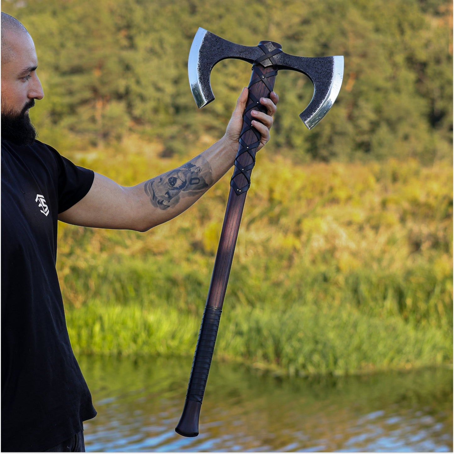 Viking Double-Edged Axe “Havamal” – Hand-Forged Nordic Battle Axe