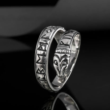 Jörmungandr ring with Elder Futhark runes