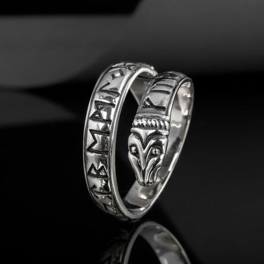 Jörmungandr ring with Elder Futhark runes