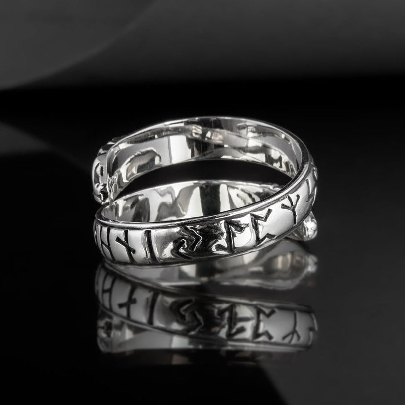 Ouroboros serpent ring with Elder Futhark runes in 925 silver – view 6