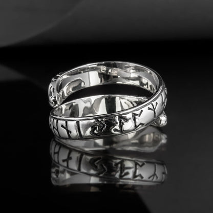 Ouroboros serpent ring with Elder Futhark runes in 925 silver – view 6