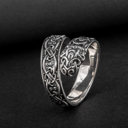Jörmungandr serpent Viking ring in 925 sterling silver