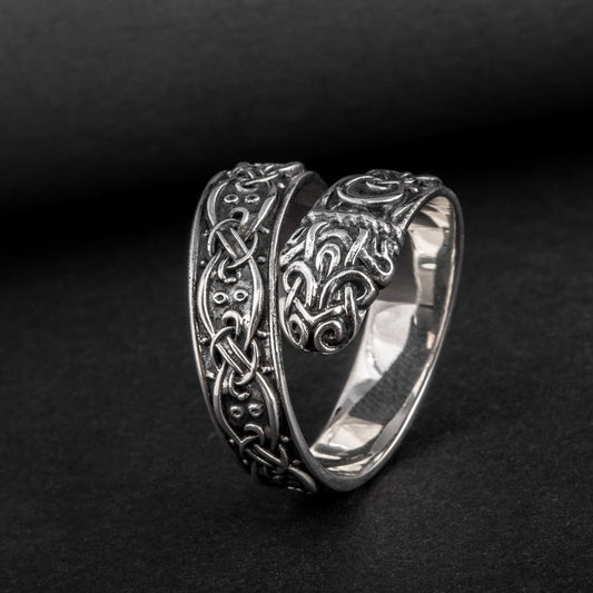 Jörmungandr serpent Viking ring in 925 sterling silver