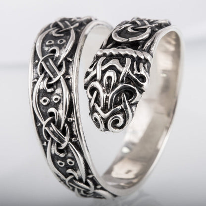 Ouroboros ring with Norse ornament – view 5