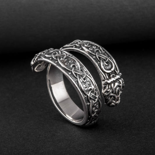 Jörmungandr serpent Viking ring in 925 sterling silver – view 2