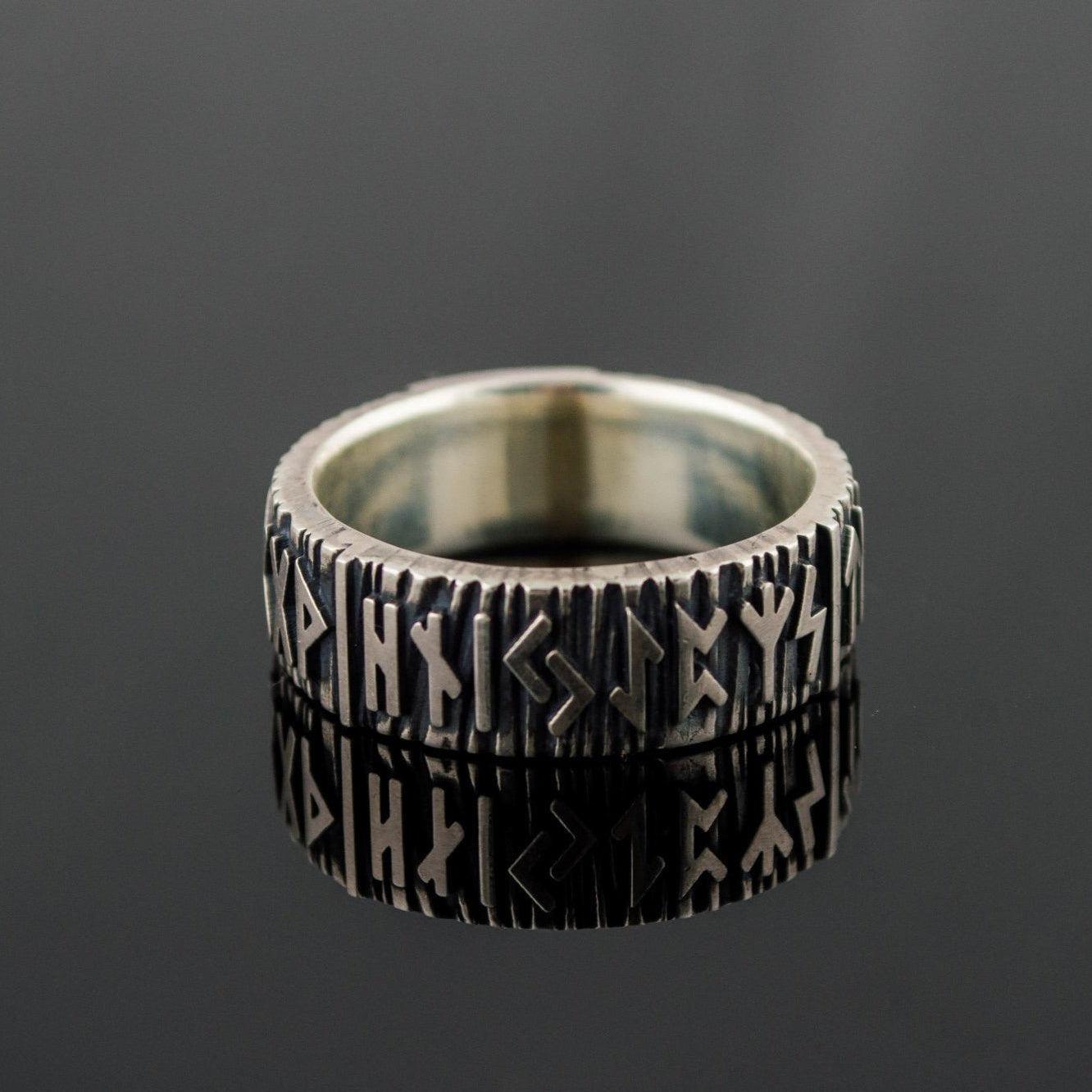 Elder Futhark runes 925 sterling silver Viking ring
