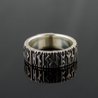 Elder Futhark runes 925 sterling silver Viking ring