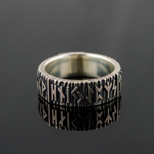 Elder Futhark runes 925 sterling silver Viking ring