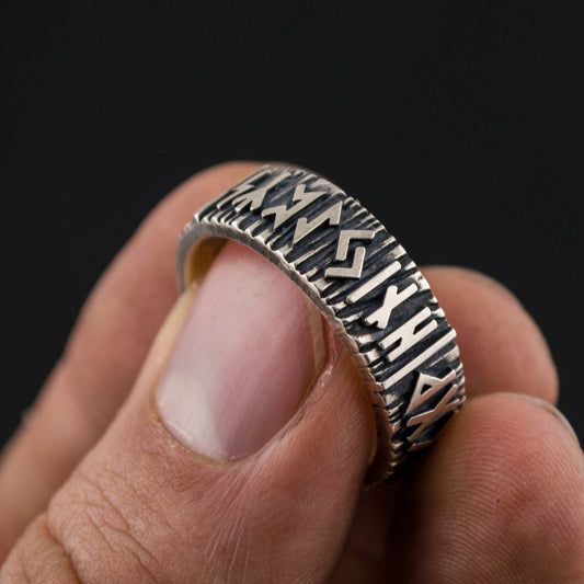 Elder Futhark runes 925 sterling silver Viking ring – view 2