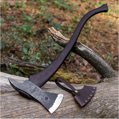 Hand-Forged Fireman’s Axe “American Superhero” with Leather Case