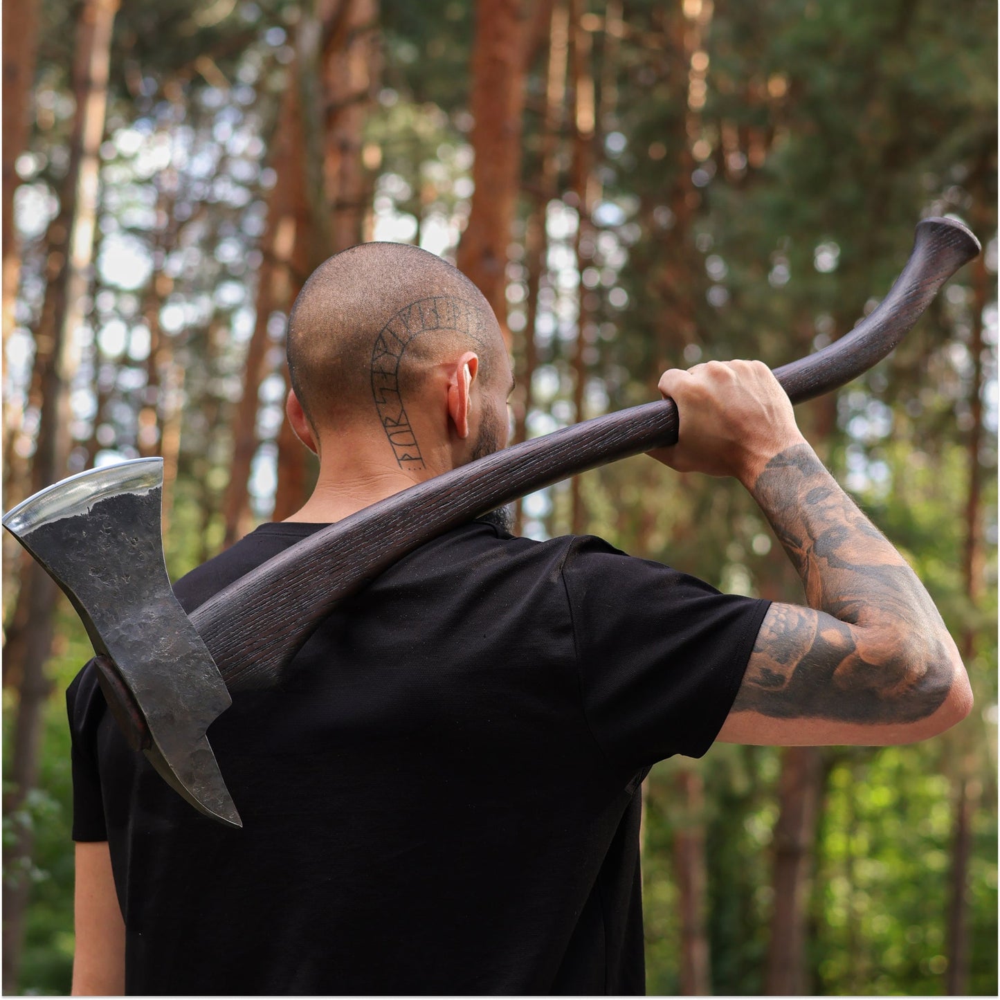 Hand-Forged Fireman’s Axe “American Superhero” with Leather Case