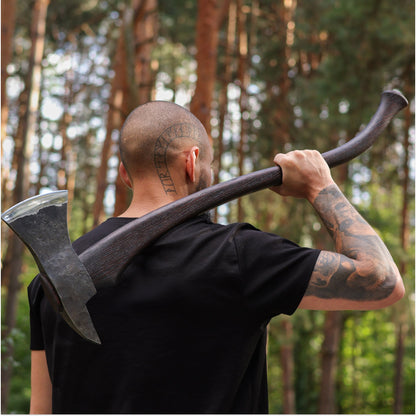 Hand-Forged Fireman’s Axe “American Superhero” with Leather Case