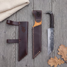 Broken-back Viking Seax Knife, raven Pommel and Twin Sheaths – view 6